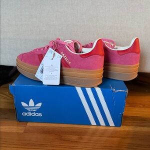Adidas Gazelle Pink and Red Sneakers- Girls' Grade School